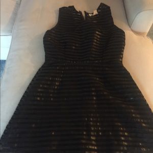 Black Cocktail Sheer Skater Dress